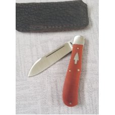 John Lloyd Custom Natural Micarta Eureka Jack Knife, Hollow Grd 52100 slightly paddle Spear, 4"