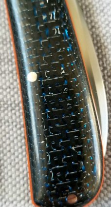 J Taber Lightning Strike Carbon Fiber Sway Back,3 5/8" closed ,Cpm-154, pouch & makers card