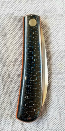 J Taber Lightning Strike Carbon Fiber Sway Back,3 5/8" closed ,Cpm-154, pouch & makers card