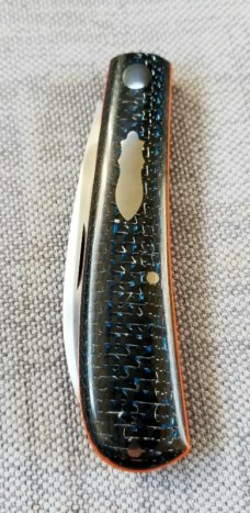 J Taber Lightning Strike Carbon Fiber Sway Back,3 5/8" closed ,Cpm-154, pouch & makers card
