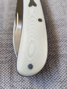Bobby Toole Custom Shadow Zulu,W/coa & pouch, 3.75",Cpm-154,white Linen Micarta w/purple liners