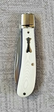 Bobby Toole Custom Shadow Zulu,W/coa & pouch, 3.75",Cpm-154,white Linen Micarta w/purple liners