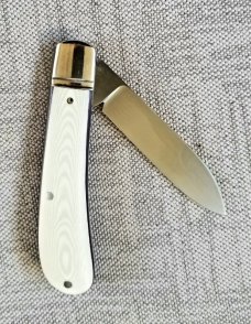 Bobby Toole Custom Shadow Zulu,W/coa & pouch, 3.75",Cpm-154,white Linen Micarta w/purple liners