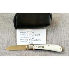 Bobby Toole Custom Shadow Zulu,W/coa & pouch, 3.75",Cpm-154,white Linen Micarta w/purple liners
