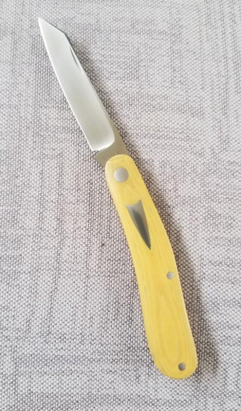 Bobby Toole Custom Shadow Native ,W/pouch, 4",Cpm-154,yellow Linen Micarta 