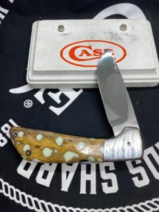 Norman Levine Knife, lock back with exotic handles, near mint