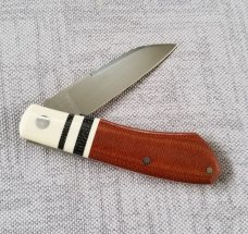 Birdvis Custom Dino Knife,NEW,W/SLIP, Crosscut Ivory Micarta, 3.625",Cpm-154, coa & box