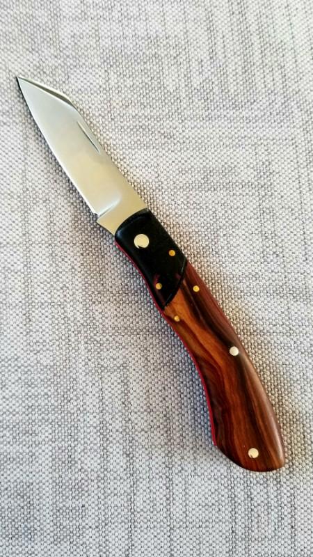 Mhara Custom Native Knife,N690,3 7/8 Ultralight.. slip & coa& box,Snakebean..Micarta..filework&brass