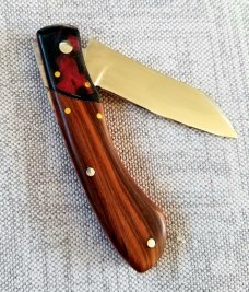 Mhara Custom Native Knife,N690,3 7/8 Ultralight.. slip & coa& box,Snakebean..Micarta..filework&brass