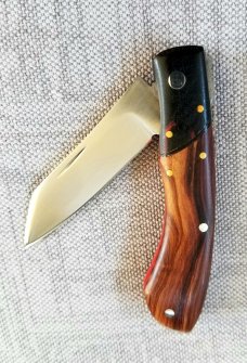 Mhara Custom Native Knife,N690,3 7/8 Ultralight.. slip & coa& box,Snakebean..Micarta..filework&brass