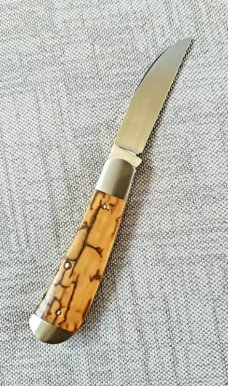 Andy Fannin Custom Mammoth Ivory Swayback Knife,,coa/slip, PM-154 ,4" closed  with my diamond shield