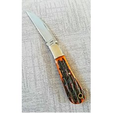Jeff Pearce Custom Jigged Stag Bone Swayback Knife, New, Nitro V,4" closed coa pouch,Great Build