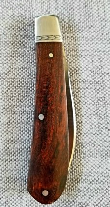 John Lloyd Custom Knife,Hollow Ground Wharnie,Swayback Ironwood Embellished,3.75