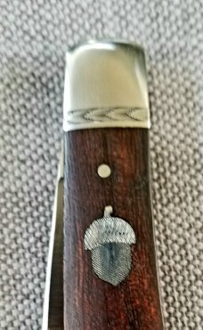 John Lloyd Custom Knife,Hollow Ground Wharnie,Swayback Ironwood Embellished,3.75