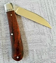 John Lloyd Custom Knife,Hollow Ground Wharnie,Swayback Ironwood Embellished,3.75
