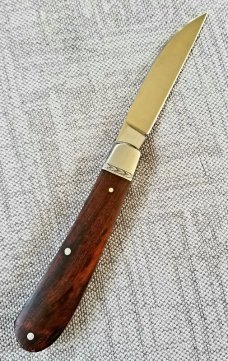 John Lloyd Custom Knife,Hollow Ground Wharnie,Swayback Ironwood Embellished,3.75