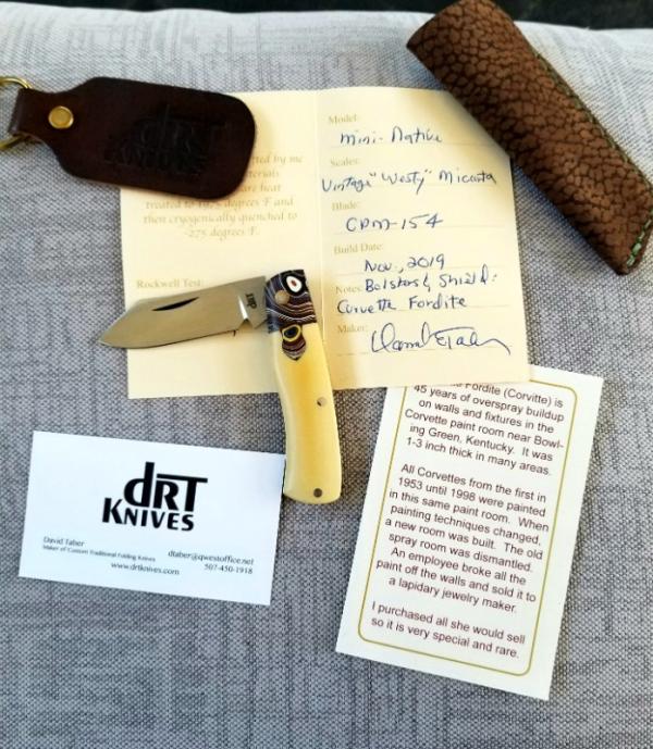 DrT custom mini Native pattern,Westinghouse & Fordite 3.125" ,makers slip/coa cpm154