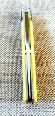 Jim Dunlap Custom Mini Gunstock Knife, 3 1/8", antique Westinghouse ivorite