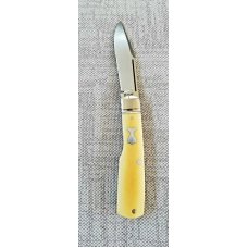 Jim Dunlap Custom Mini Gunstock Knife, 3 1/8", antique Westinghouse ivorite