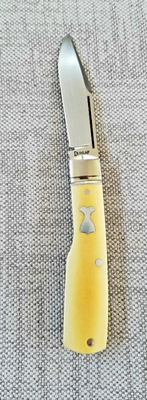 Jim Dunlap Custom Mini Gunstock Knife, 3 1/8", antique Westinghouse ivorite Jim Dunlap Custom Mini Gunstock Knife, 3 1/8", antique Westinghouse ivorite