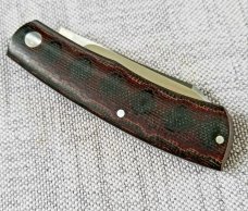 Jared Oeser Native Knife,Python Micarta and G-10, CPM-154, 3 5/8" closed,coa, spine of blade tapers