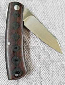 Jared Oeser Native Knife,Python Micarta and G-10, CPM-154, 3 5/8" closed,coa, spine of blade tapers