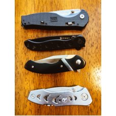 Lot of 4 folding knives. CRKT, SOG, Leatherman