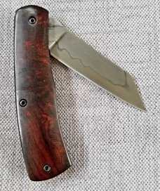 LaRock Custom Native Knife, Desert  ironwood scales, screws no pins, 4" closed Hamon, W2, 4"