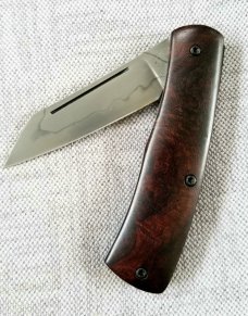 LaRock Custom Native Knife, Desert  ironwood scales, screws no pins, 4" closed Hamon, W2, 4"