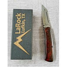 LaRock Custom Native Knife, Desert ironwood scales, screws no pins, 4" closed Hamon, W2, 4"