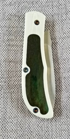 LaRock Custom Timberjack Jr. Knife, G10 and Camel Bone scales, 3.5"closed, AEB-L SS blade and spring