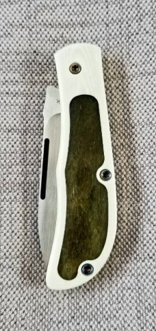 LaRock Custom Timberjack Jr. Knife, G10 and Camel Bone scales, 3.5"closed, AEB-L SS blade and spring