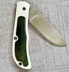 LaRock Custom Timberjack Jr. Knife, G10 and Camel Bone scales, 3.5"closed, AEB-L SS blade and spring
