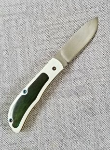 LaRock Custom Timberjack Jr. Knife, G10 and Camel Bone scales, 3.5"closed, AEB-L SS blade and spring