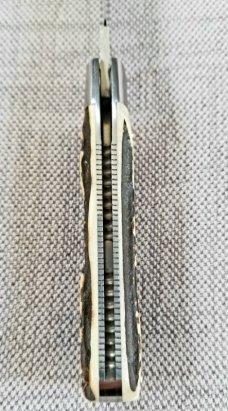 TA Davison Gentleman Jack Knife,NEW,3 3./8",Popcorn Sambar Stag, jeweled liners plus