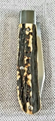 TA Davison Gentleman Jack Knife,NEW,3 3./8",Popcorn Sambar Stag, jeweled liners plus