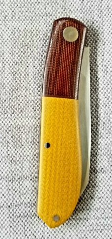 Birdvis Unique Spear Dogleg Knife, 4", Contrasting Micarta box,no coa I can't find it,its on Instag 
