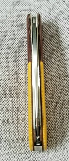Birdvis Unique Spear Dogleg Knife, 4", Contrasting Micarta box,no coa I can't find it,its on Instag 