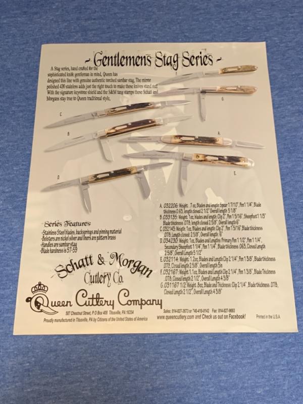 Queen Cutlery Schatt & Morgan Ad Torched Sambar Stag, Gentlemen’s Stag Series