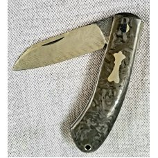Tom Ploppert Custom Dino Knife cardpouch425quot DamasteelFat Carbon Bushings