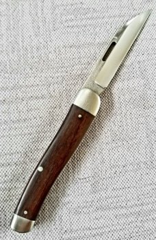 K'roo Custom Serpentine Knife,NEW,coa/slip, 3.93",N690,African Blackwood,Scagelcut