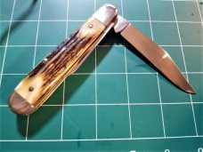 VINTAGE QUEEN USA 1983 6120 STAG SERIES LARGE TRAPPER POCKET KNIFE UNUSED