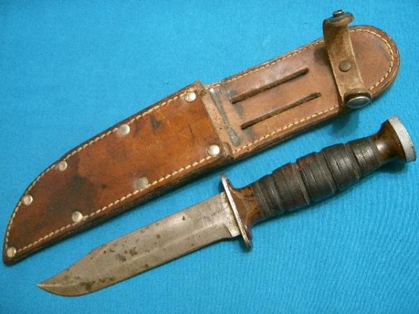 VINTAGE KABAR KA-BAR OLEAN NY USA MARK MK1 MK2 FIXED BLADE HUNTING SKINNING KNIFE KNIVES SHEATH OLD