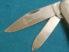 VINTAGE CUSTOM HANDLE QUEEN STEEL #22 BARLOW BAREHEAD JUMA SCALE FOLDING POCKET PEN KNIFE KNIVES OLD
