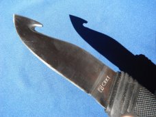 CRKT Wind River 2001 Fixed Blade Knife w/gut hook and leather sheath.  