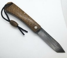 Tim LaCombre customs Damascus Tanto 4.5"..Beanbag Micarta with true Tanto gri.another great SA maker