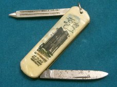 VINTAGE GERMANY MONTREAL AD SOUVENIR LOBSTER CLASP PEN JACK FOLDING POCKET KNIFE KNIVES OLD