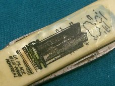 VINTAGE GERMANY MONTREAL AD SOUVENIR LOBSTER CLASP PEN JACK FOLDING POCKET KNIFE KNIVES OLD