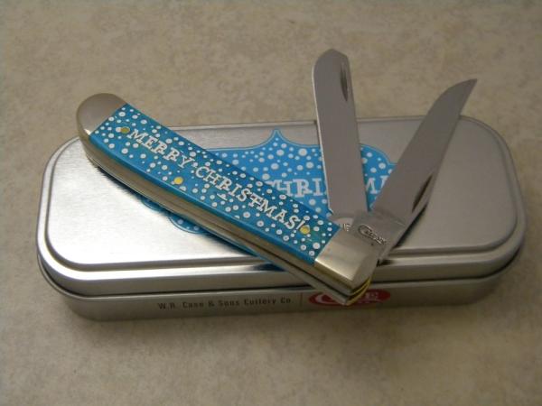 Case XX USA 2019 Christmas Caribbean Blue Bone 6207 Mini Trapper Knife NIB