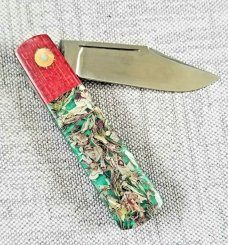 Vincenzo Balistreri Custom Barlow 3.625" clsd, Liracarta, ole Italian money, red burlap bolsters 